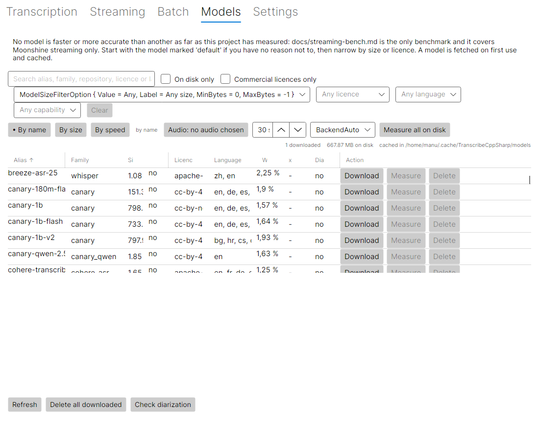 The Models tab.