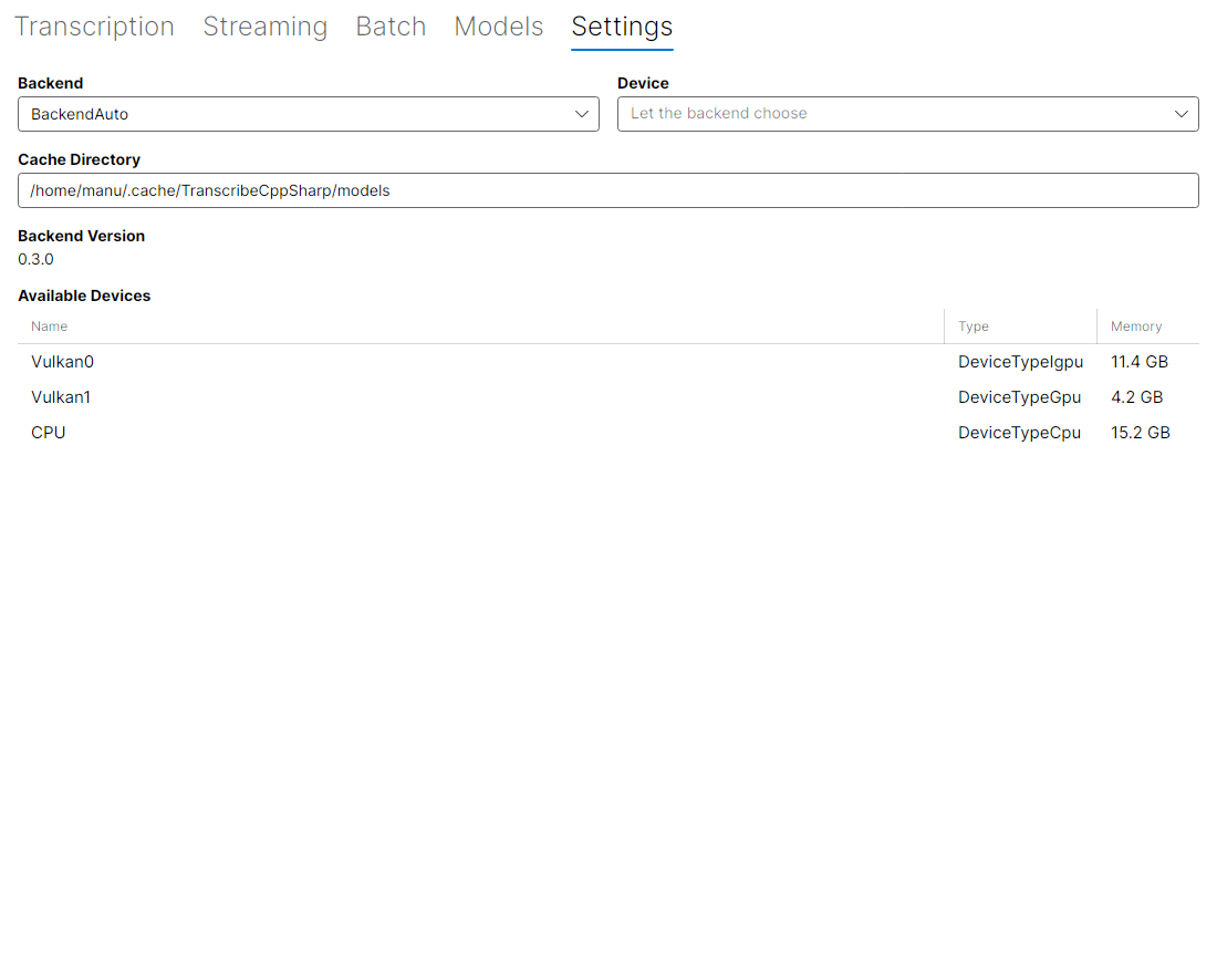 The Settings tab.